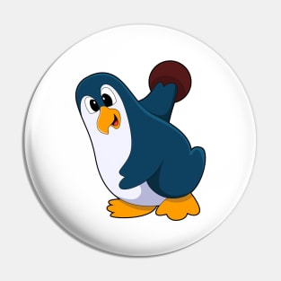 Penguin at Bowling with Bowling ball Pin