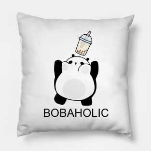 Little Bobaholic Panda Catching Boba! Pillow