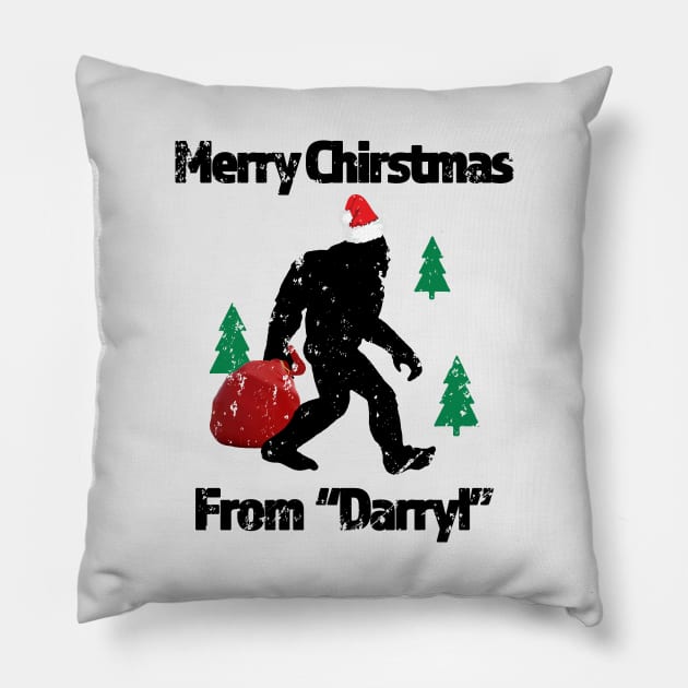 Merry Chiristmas From Darryl - Great Christmas Gift for the Believer - Black Lettering & Multi Color Logo design - Distressed Look Pillow by RKP'sTees