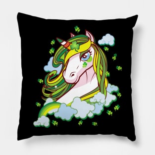 St Patricks Day Girls Dabbing Unicorn Leprechaun Lepricorn Pillow