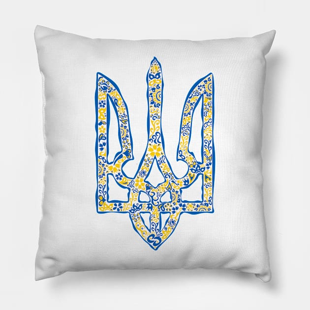 Ukrainian trident in Ukrainian flag colors Pillow by Cute-Design