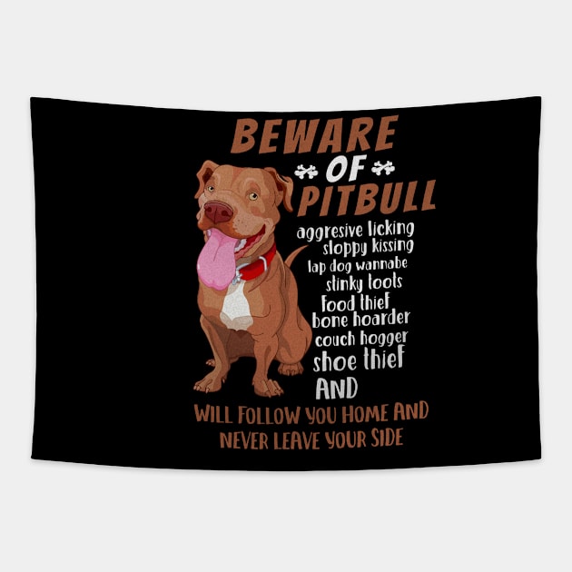 Beware Of Pitbull Tapestry by indigosstuff