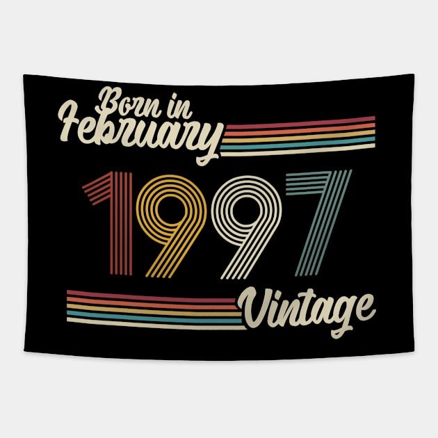 Vintage Born in February 1997 Tapestry by Jokowow