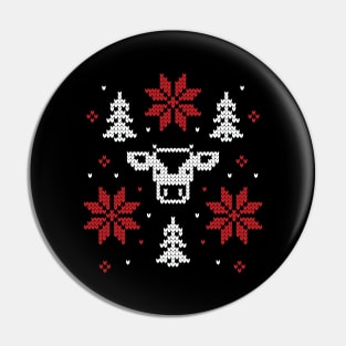 Moo-ry Christmas: Cow Ugly Sweater Pin