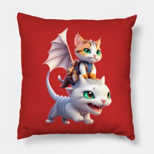 Calico Dragon Cat & Friend - The Dragon Cat Collection Pillow