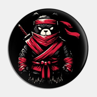 Cool Ninja Bear Japanese Retro Vintage Style Pin