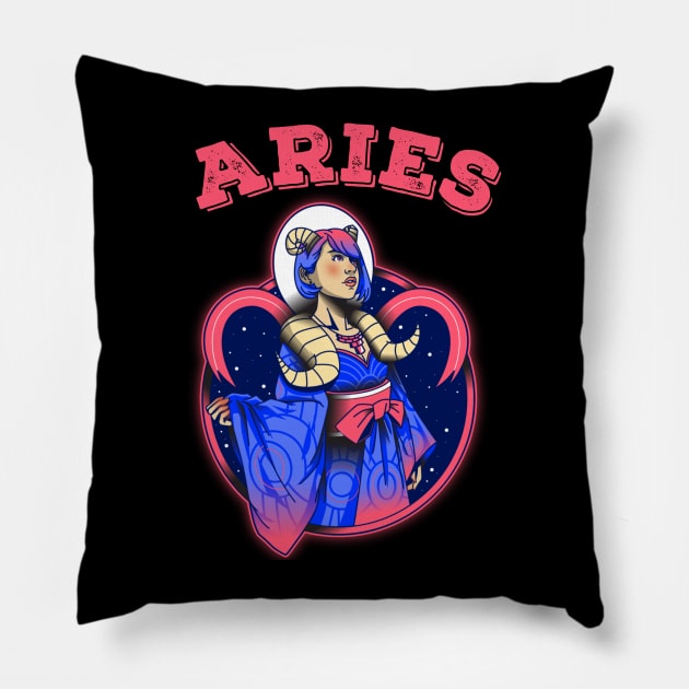 A Zodiac Sign Test Aries Pillow by ZenCloak