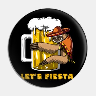 Sloth Cinco de Mayo Fiesta Mexican Beer Drinking Party Pin