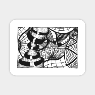 Abstract black and white Coloring page inspired by zentangle Magnet