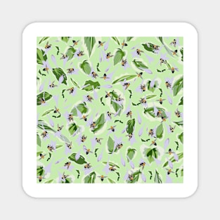 Bees and Hostas Tossed on Pale Green 5748 Magnet