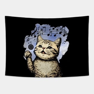 Happy Music Cat Tapestry