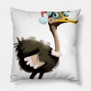 Cute Ostrich Drawing Pillow