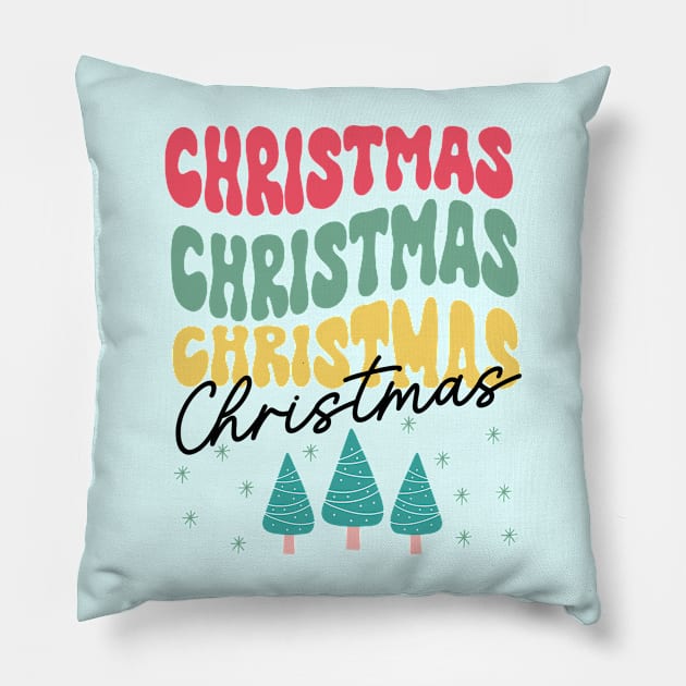 Christmas Colorful Text Pillow by i am Cuta