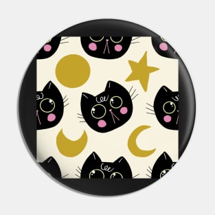 Black cat stars and moon Pin