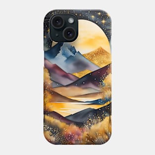 Golden Watercolor Landscape III Phone Case