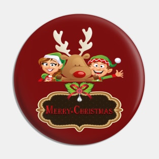 Merry Christmas Elves Pin