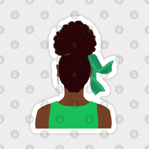 High Afro Puff Ponytail with Green Outfit (Light Gray Background) Magnet by Art By LM Designs 