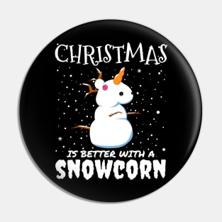 Christmas Is Better With A Snowcorn - Christmas snow unicorn gift Pin