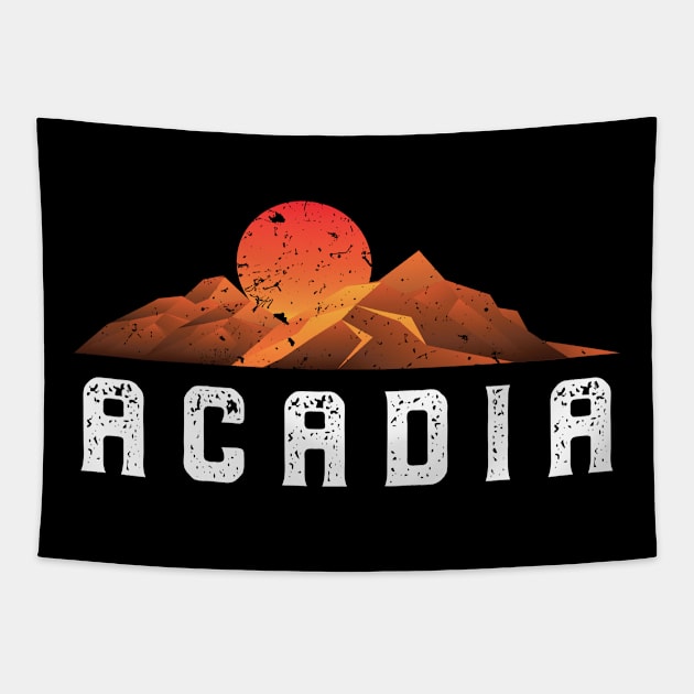 Vintage Acadia Retro National Park Tapestry by Bluebird Moon