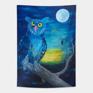 Wise Owls in the Moonlight Tapestry