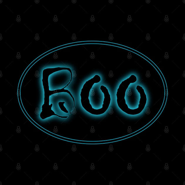 Glowing Blue Halloween Boo Bar Sign by gkillerb