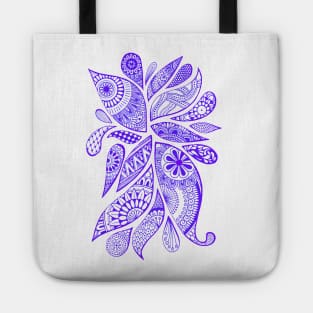 Abstract Zentangle Swirls Design (indigo on white) Tote