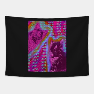 Halftone Cat V18 (Meow Background) Tapestry