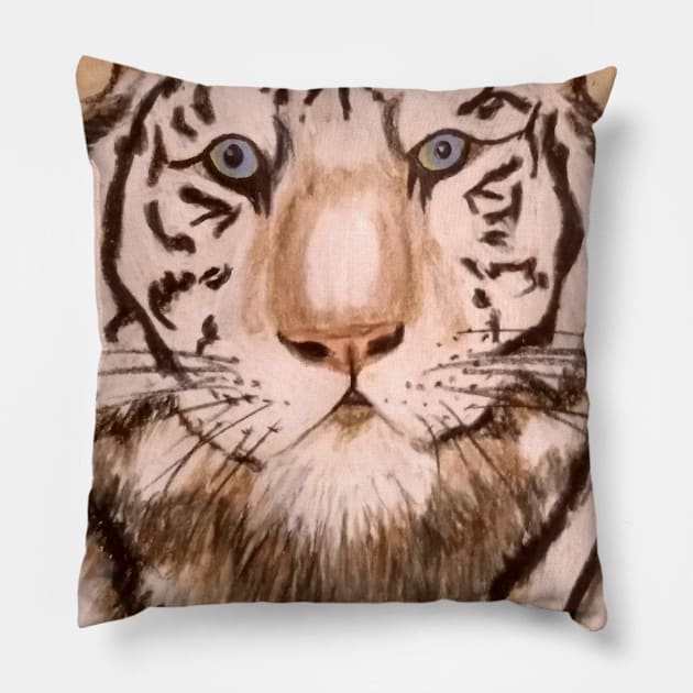 White Tiger Pillow by Rawcanvas