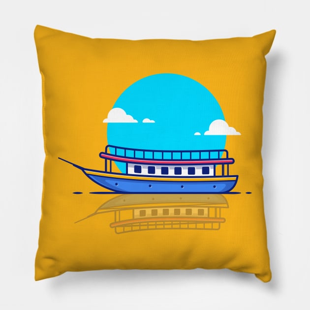 Passenger Ship Boat Cartoon Pillow by Catalyst Labs