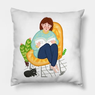 Study Girl At Home Pillow