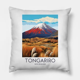 A Pop Art Travel Print of Tongariro National Park - New Zealand Pillow