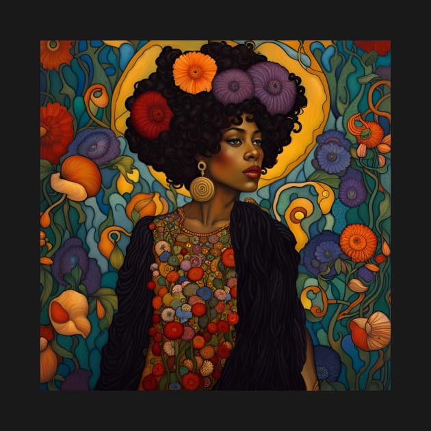 Beautiful Black Woman with Flowers in Her Hair by LittleBean