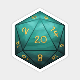 D20 Dice Aqua Magnet