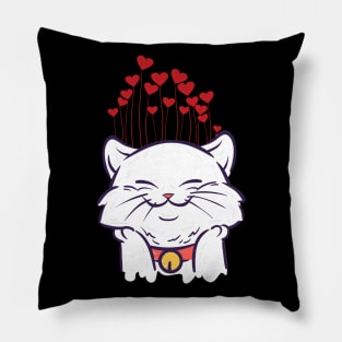 Cat Love Hearts Funny Adorable Design Perfect for Cat Owners and Cat Lovers Pillow