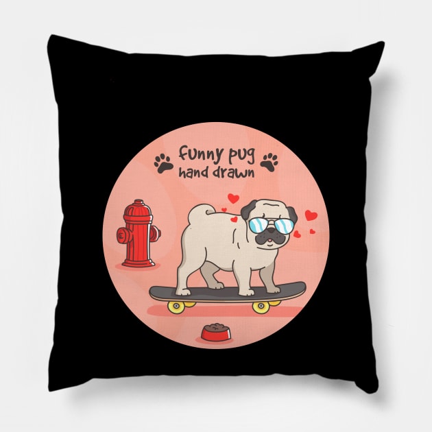 Funny Pug Pillow by  El-Aal