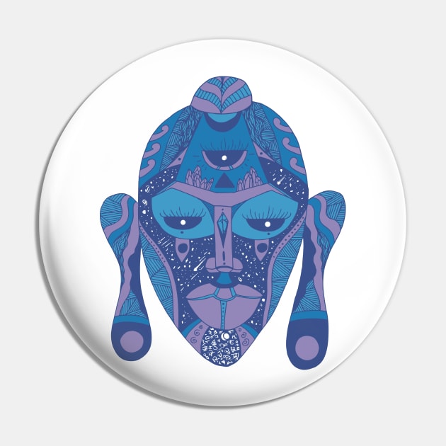 Mountain Blue African Mask 7 Pin by kenallouis