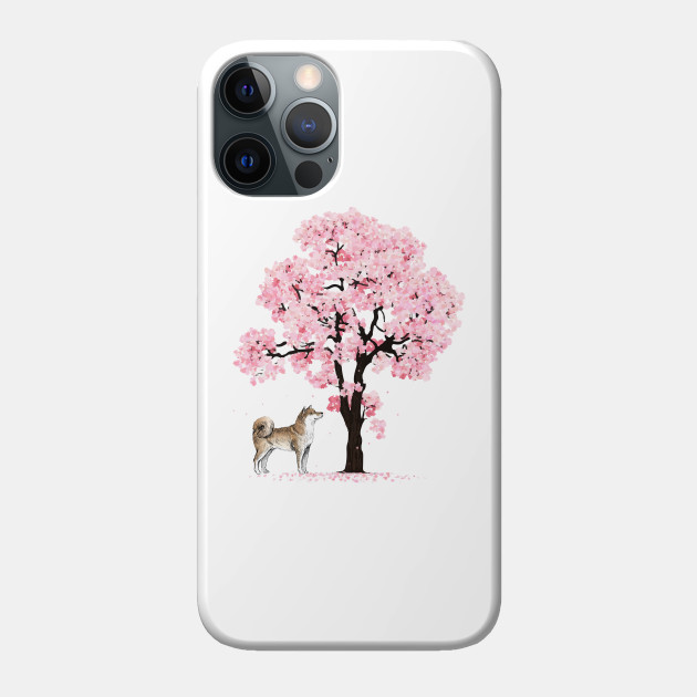 Shiba Inu Dog Japanese Cherry Blossom Sakura Flower Tree - Sakura - Phone Case