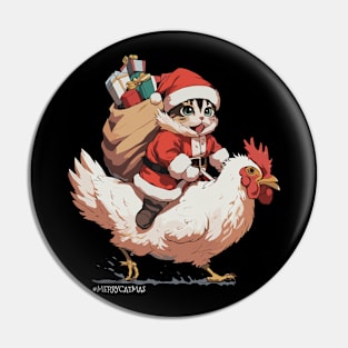 Merry Catmas - 3, Funny Cat on a Chicken Pin