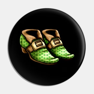 Green Shamrock Shoes Of A Leprechaun Worn On St Patricks Day Pin