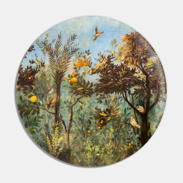ANTIQUE ROMAN WALL PAINTING Flower Garden,Flying Birds ,Quince and Apple Trees Pin by BulganLumini