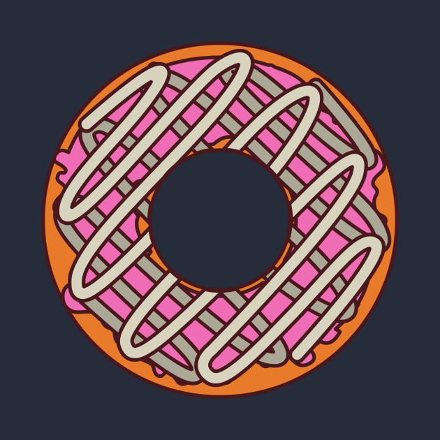 Orange Donut with Pink and White Frosting by InkyArt