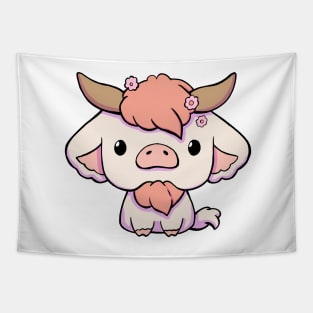 Cute Kawaii Cow - Cream Tapestry