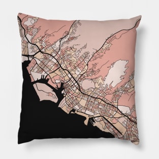 Honolulu Map Pattern in Soft Pink Pastels Pillow