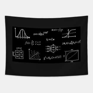 Machine Learning Equations and Graph - Black and White Tapestry