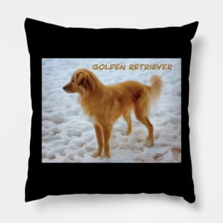 Golden Retriever in the snow Pillow