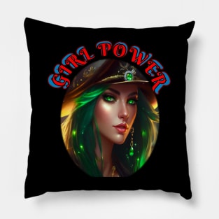 Girl power, Green eyed pirate queen Pillow