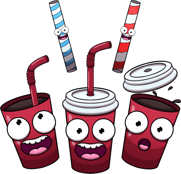 Cute Soda And Straws Kids T-Shirt by TheMaskedTooner