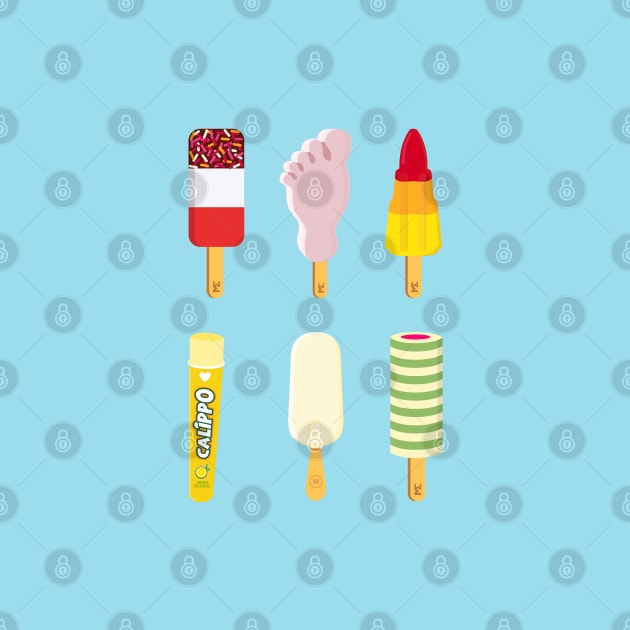 mix of Ice lollies pastel blue background by MickeyEdwards