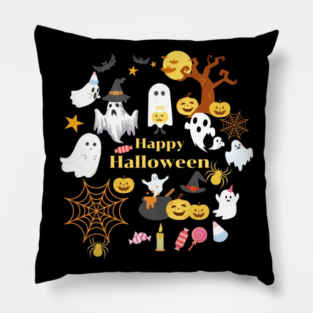 Halloween Face Mask, Haloween ghost Face Mask for Kids. Pillow by DakhaShop