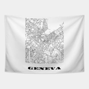 Map of Geneva Switzerland Minimalist Line Drawing Tapestry